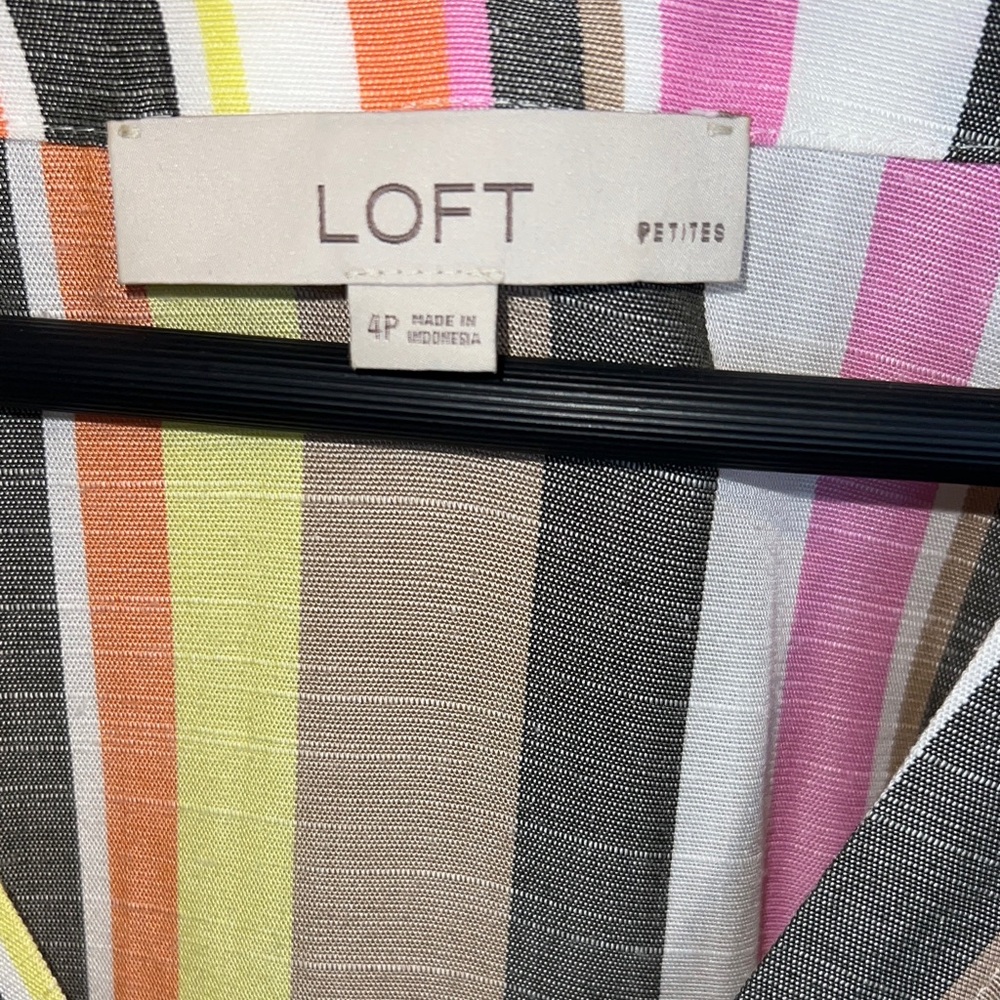 LOFT Flattering Multicolor Striped Midi Dress 4P - Picture 3 of 9